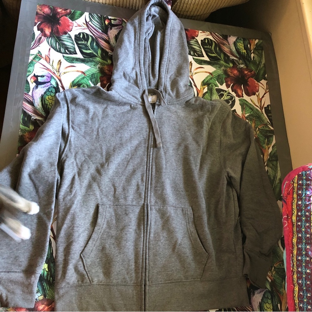 Old Navy Gray Hooded Zip Sweatshirt